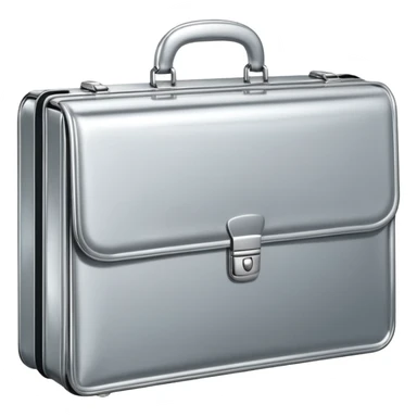 A luxury briefcase emoji made of polished silver chrome, smooth rectangular shape, metallic reflections, minimal high-end design, swag business aesthetic, iOS emoji style, centered, clean white background
 sticker