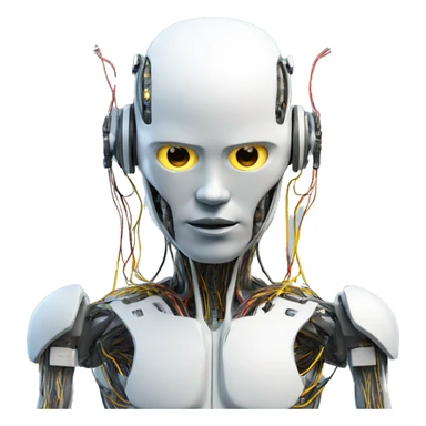 errored cyborg with wires and circuits  sticker