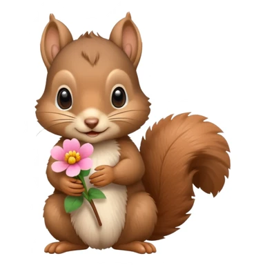 baby squirrel hold a flower sticker