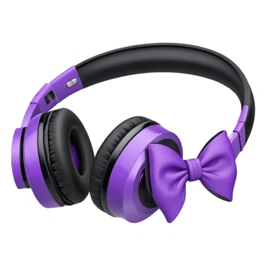 apple air max headphoness with bow on the right side black and purple  sticker
