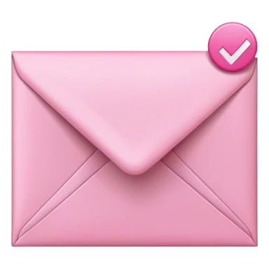 pink email envelope with pink check mark sticker