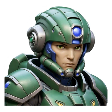 Cinematic Realistic StarCraft Terran Marine Portrait, head tilted dramatically with an exaggeratedly amused expression, blending futuristic grit with a hint of unexpected humor. His steely gaze and determined features, set against intricately detailed tactical armor in dark green and grey, are rendered with lifelike texture and dynamic lighting, high shine, dramatic yet whimsical, capturing the essence of a Terran Marine whose epic strength is accompanied by a playful edge. sticker