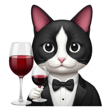 Tuxedo cat with a glass of wine sticker