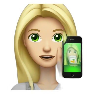 blonde woman mobile tester angry green eyes holding iphone sticker