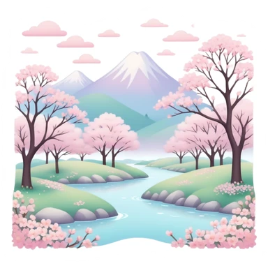 pastel surreal kawaii sakura landscape sticker