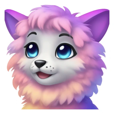 Adorable innocent cute gradient-Sparkle-nebula-fursona anthropomorphic furry full body sticker
