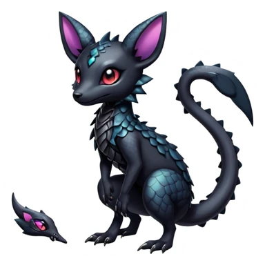 Shiny Dark Cute Majestic Sophisticated Modern Gothic Gloomy Futuristic Scaly Cyber-Salandit-Umbreon-Delcatty-Hybrid (Full body) sticker