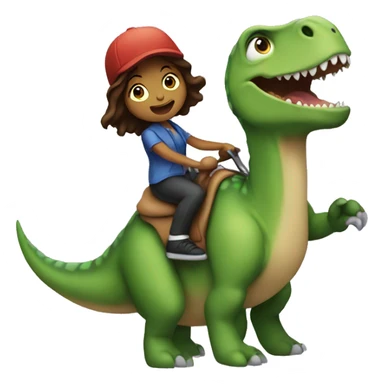 Rachel riding a dinosaur sticker