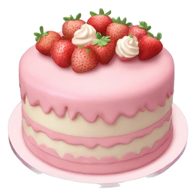 Light Pink strawberries and cream birthday cake  sticker
