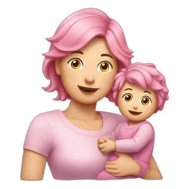 Mutter mit pink Haaren  und sohn, eskimokuss sticker