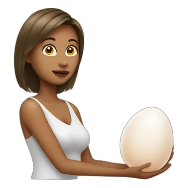 Women with a egg sticker
