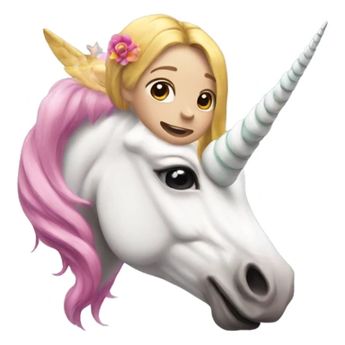 unicorn flying over a girls head  sticker