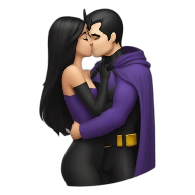 A female witch kissing a male Batman sticker