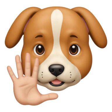 A hand making a dog face sticker