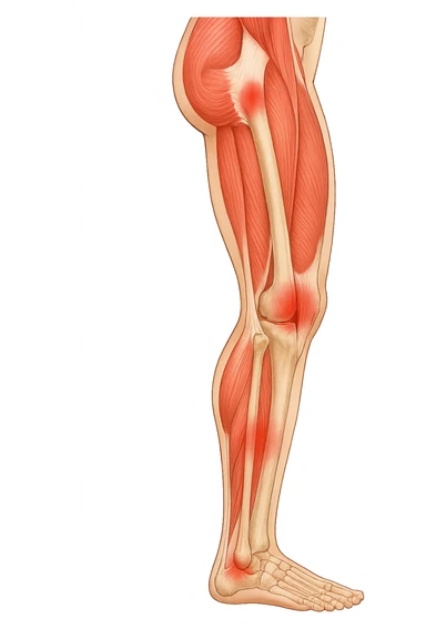 PRENDI SPUNTO DALLA FOTO E FAMMI A LIVELLO ANATOMICO LA GAMBA IN SOVRACCARICO sticker
