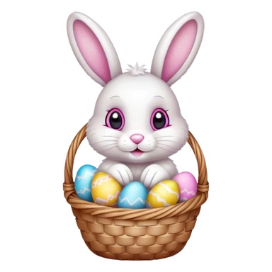  cute easter bunny with eggs in basket sticker