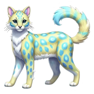 Colorful Iridescent Shiny Pastel Nebulae Glowing Neon Bioluminescent Bright Icy Elemental Pawny Majestic Elegant Thin Long Mature Realistic Liepard-Amaura-Litten-Sprigatito-Caracal-Lynx-Genet-Civet-Glaceon-Pokémon-fusion-creature (full body) sticker