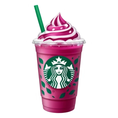Starbucks dark pink dragonfruit refresher. no pink cream on top. starbucks logo. sticker