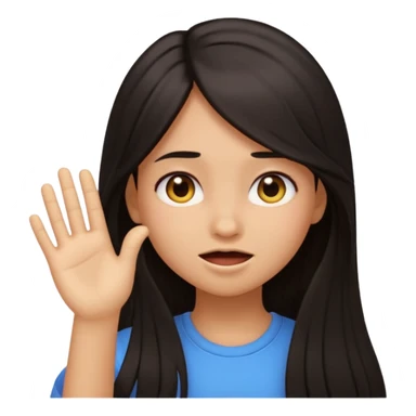 Animated girl dark long hair emoji tapping right side of the head with her hand with duh facial expression  sticker