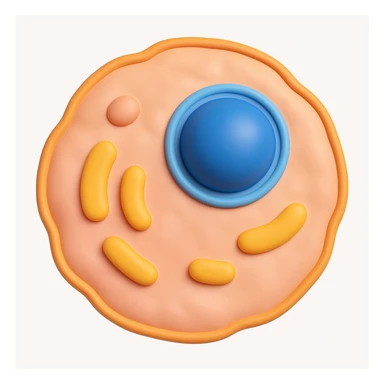 Make the human cell with a prominent nucleus detail in the style of microsoft style 3d fluent emojis sticker
