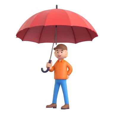a man holding out a closed umbrella as if to shake hands, humorous sticker