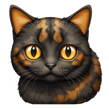 mostly black tortoiseshell cat, gold eyes, british sticker
