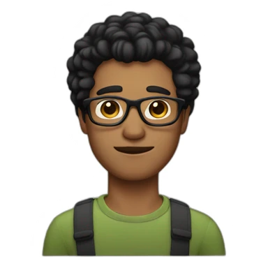 man with square glasses and combed hair with black hair sticker