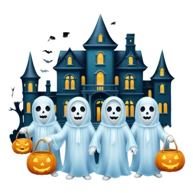 Ghosts trick or treating at a mansion sticker