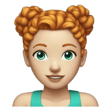 ginger girl with a messy bun, turquoise eyeliner, and turquoise ear rings sticker