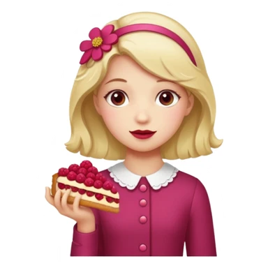 Raspberry torte human full body and legs girl with a raspberry barrette on her head sticker