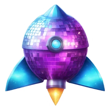 Sparkly rocket ship which looks like a disco ball sticker