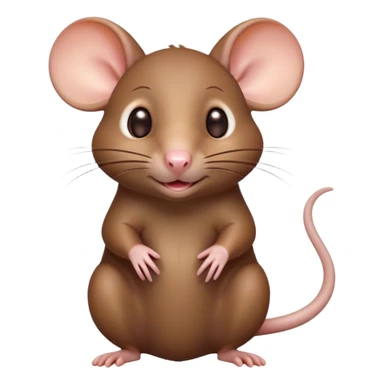 Cinematic Cute Brown Rat Portrait Emoji, Head tilted playfully and inquisitively, with a compact, nimble build and a glossy brown coat accentuated by a twitching nose and round, sparkling eyes full of curiosity, Simplified yet irresistibly adorable features, highly detailed, glowing with a warm, friendly glow, high shine, affectionate and clever, stylized with a touch of urban whimsy, soft glowing outline, capturing the essence of a mischievous yet loving rat that feels like it could dart out of the screen into your arms! sticker