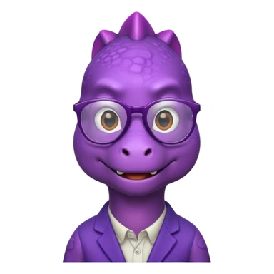 purple dino with glasses  sticker