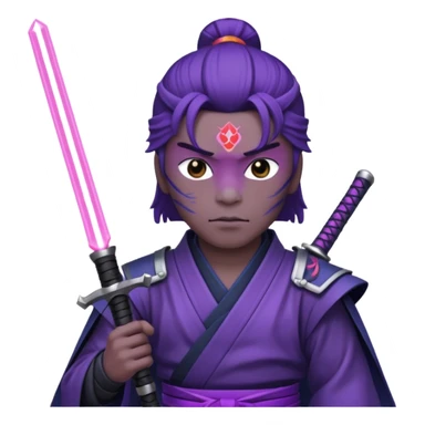 samurai with laser sword, purple sticker