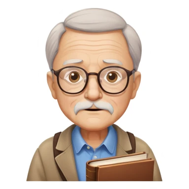 an old man with glasses and books nodding yes sticker