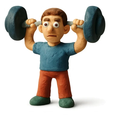 claymation style man holding a barbell sticker
