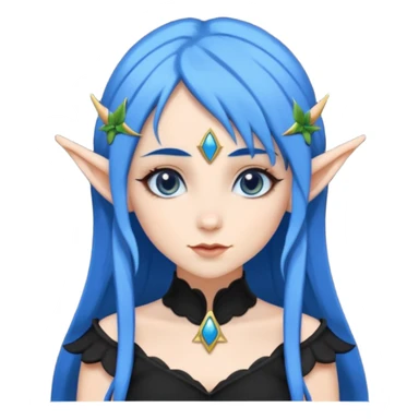 woman elves with blue hair black dress  sticker