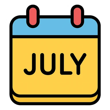 icon of a calendar page showing the month of July sticker