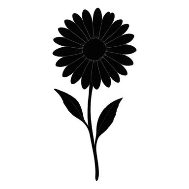 a black daisy, simple and dark, gothic vibe, elegant, minimalistic gothic style sticker