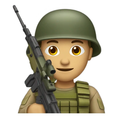 soldier pointed with his rifle to the camera sticker