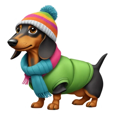 Dachshund wearing snow gear sticker