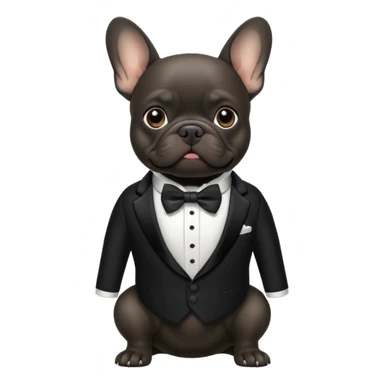 Black french bulldog wearing a tuxedo sticker