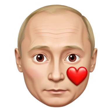 vladimir putin shows a heart sticker