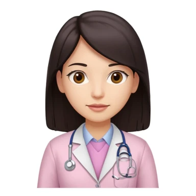 gastroenterologist with dark long straight hair and brown eyes, light pink theme sticker