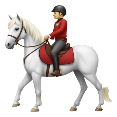 fleabitten whiter horse with rider and red sa sticker