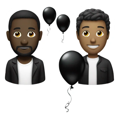 black balloon with white guy and black clothing and nf wrote on shirt sticker