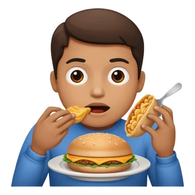 Big fat person eating lots of food sticker