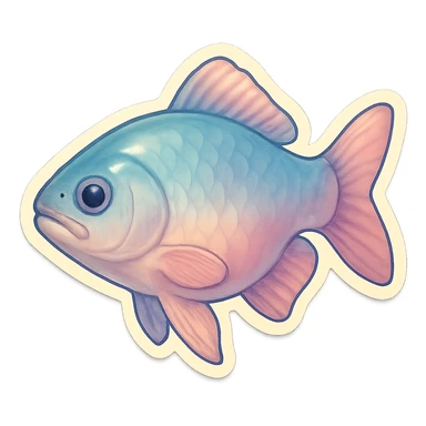 ordinary fish, very detailed and finely drawn, thin clean contours, soft rounded shapes, pastel palette #98B5BC, #B5B3C1, #C9A3C9, #E4C0CA, #F7DCD1, #F7C0AA, complex shadows and highlights, soft lighting, transparent background, minimalism, not cute, no decoration sticker
