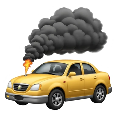 crashed car with smoke sticker