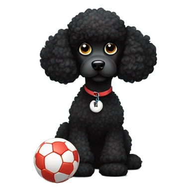 Black poodle wanting to play ball sticker